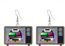 coadipress Nostalgic Television Earrings for Women Girls Creative Funny Vintage Mini Mod CRT Static Screen TV Simulated Personality Classic Statement Earrings, Acrylic, unknow,