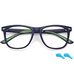 Kids Blue Light Blocking Glasses for Boys Girls with Case Lightweight TR Computer Gaming Eyeglasses Frame Anti Eyestrain (Matt Blue)