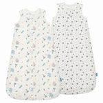 LILBESTIE Baby Sleep Bag 0.5 TOG, 100% Cotton Summer Baby Sleeping Bag 6-12 Months, 2 Pack Baby Wearable Blanket, Elephants & Stars