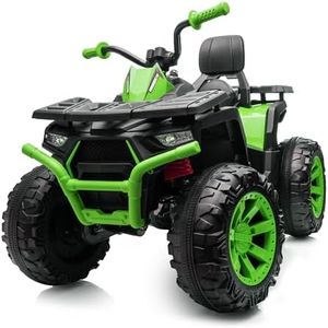 Hikiddo Kids ATV 4 Wheeler, 24V 4WD Electric ATV Ride On Toy for Big Kid w/ 2-Seater, 4x200W Motor, 5.6Mph Max Speed - Green