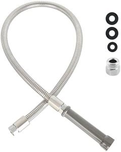 Phivan Commercial Sink Faucet Sprayer Hose with Heat Resistant Handle 44 Inch Pre-rinse Sprayer Hose for Kitchen Sink Faucets Stainless Steel Flexible Commercial Dish Spray Hose Parts