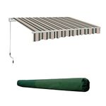 Greenbay 2 x 1.5m DIY Patio Retractable Standard Manual Awning Garden Sun Shade Canopy Gazebo Multi-Stripe With Free Green Rain Cover