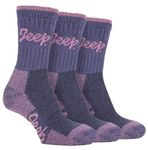 Jeep 3 Pairs Ladies Terrain boot socks UK 4-8, EUR 37-42 (Purple/Rose)