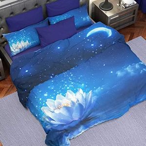 PETTI Artigiani Italiani Nordicas, Funda de Edredon, Ropa Made In Italy, 100% Satin, Raso, Noche Estrellada, CAMA 90-100 (150x200 cm)