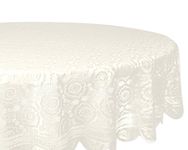 DII Home Essentials 100% Polyester, Machine Washable, Shabby Chic, Vintage Tablecloth or Overlay 63" Round, Vintage Lace Cream