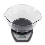 Salter 1024 SVDR14 Digital Kitchen Scale With Bowl- 2L Dishwasher Safe Mixing Bowl, Easy Dual Pour Wide & Narrow Spouts, Measure Liquids, Add & Weigh Function, Easy Read Display, 5kg Capacity, Silver