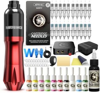Wormhole Tattoo Kit Tattoo Pen Kit 20 Tattoo Cartridge Needles 10 Color Inks with Foot Pedal, Power Supply, RCA Cord, Tattoo Gun Kit for Artists and Beginners WTK079
