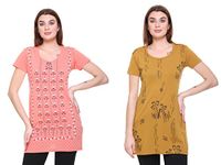 RYSH Women's Printed Round Neck T-shirt,Rose Bud-Anzac Gold,XL