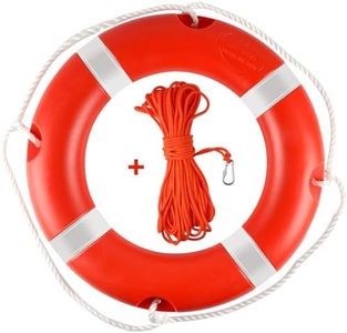 Life Ring 28'' Orange Boat Safety Throw Ring with Water Floating Grab Lines Set and Reflective Strips Outdoor Professional Boat Throw Ring Emergency Use Life Ring Buoy for Rescue Lifeguard Lifesaving