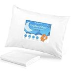 Toddler Pillow with Pillowcase - 13x18 Organic Cotton Toddler Pillows for Sleeping - Soft Little Travel Pillows for Boys & Girls, Kids Bedding Set, Perfect for Cot Crib, Daycare, Car Trips