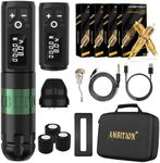 Ambition Soldier Wireless Tattoo Machine Kit Complete Rotary Coreless Motor Tattoo Pen Kit with Extra 2400mAh Battery 80pcs Glory Mixed Size Cartridge Needles Supply for Professional Tattoo Artist