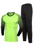 Fldy Kids Goalkeeper Jersey Padded Goalie Shirt Football Goalkeeper Jersey and Pants Set Soccer Uniform Boys Keeper Kit Fluorescent Green 7-8 Years