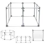 Front Row Foldable Dog Playpen Pen, Durable Indoor Outdoor Portable Crate Kennel Safe Accessories for Puppy, Cat, Bunny, Pet for Play/Rest Clear Transparent Panels and Aluminum Rods (Silver, 8-Panel)