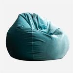 Bean Bag Chair for Adults Kids Velvet Bean Bag Cover Washable Ultra Soft Pouf Ottoman No Filler Pouf Sofa Cover Lazy Armchair Couch Floor Seating Living Room Furniture(Elegant blue-green,100x120cm)