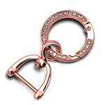 KEYCARE® Diamond Studded Keychain Men Women Multifunctional Key Chain Holder Keyring with Anti Lost Screw & 360 Rotatable Swivel Key Fob Holder Accessories for Car & Bike (Rose Gold)