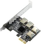 MZHOU PCI-E 1 to 4 PCI-Express 16X Slots Riser Card - Higher Stability USB 3.0 Adapter Multiplier Card for Bitcoin Mining Compatible with Windows Linux Mac(No USB Cables)