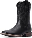 Dixhills Cowboy Boots For Men - Western Boot Men's Cowboy Boots With Square Toe | Cowboy Western Boot | Pull-on Boots| Old West Style Embroidered Size 10.5 Dark Black