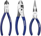 WORKPRO Pliers Set, 3-Piece Professional pliers Tool Kit – 6" Needle Nose Plier, 6" Slip Joint Plier & 6" Diagonal Plier, Soft Grip Handles for Home DIY & Electrical Work
