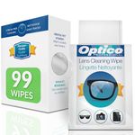 Optico Pre-Moistened Cleaning Cloths - premium quality cleaner for eye glasses, screens, and cameras lenses - No spray bottle or microfiber needed (99 Count)