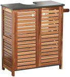 EVIDECO French Home Goods Brown and Gray Under Sink Cabinet with U-Shaped Cut-Out, Double Vented Doors, Towel Holder - Elements Collection