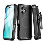 M MYBAT PRO Maverick Series iPhone 16 6.1 Case with Belt Clip Holster,[Compatible with Magsafe] w/ Screen Protector ,Anti-Drop,Shockproof,with 360°Rotating Kickstand,Heavy Duty Protection Black