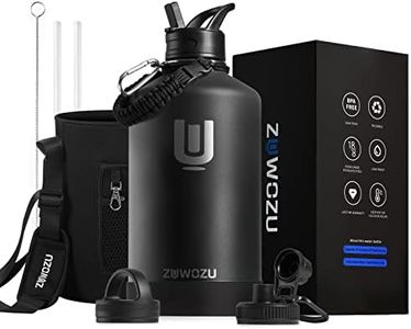 ZUWOZU 1 Gallon Water Bottle Insulated, 128oz Large Stainless Steel Water Bottles with Straw, Spout & Handle Lid, Big 1 Gallon Water Jug with Carrier Bag w/Strap, Perfect for Hot&Cold Drinks,Black