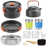 Gurukim Camping Cookware Set,Lightweight Camping Pot Pan Kettle Set,Camping Cooking Set, Backpacking Cookware for 1-2,Camping Essentials Camping Gear for Camping Outdoor Backpacking Picnic Hiking