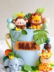 JeVenis Jungle Animals Cake Decoration Wild One Cake Decoration Safari Cake Decoration Giraffe Elephant Lion Tiger Cake Jungle Animals Birthday Party Decoration