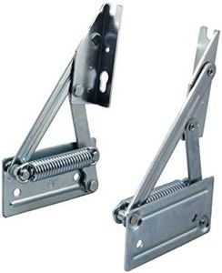 Gedotec Corner Bench Hinge, Folding Console, 1 Pair, Flap Supports for Wooden Seats, Chest Bench Fitting with Spring, Plate Weight up to 8 kg, Galvanised Steel, Chest Fittings (Left + Right)