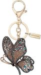 Monnel Women's Zinc Alloy Metal Crystal Butterfly Big Charm Lobster Clasp Key Ring Keychain MZ996 (Blue), Blue, 6 cm (L) x 08 cm (W) x 8.2 cm (H).