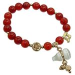 Betterdecor Feng Shui Handmade Natural Red Agate Bracelet with Chinese Wu Lou/Hu Lu for Health and Protection, 16.0 centimeters, red agate, Agate