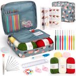 Aeelike Crochet Kits for Adults, Crochet Kits for Beginners Children, 40 PCS Crochet Kit with Yarn & Instructions, Ergonomic Crochet Hooks Set Accessories and Storage Bag, Kids Crochet Starter Kit