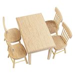 AUEAR, 5 Pack 1 12 Miniature Dining Table Chair Wooden Furniture Accessories Furniture Set