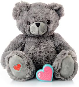 My Baby's Heartbeat Bear - Gray Teddy Bear Stuffed Animal w/ 20 sec Voice Recorder Heart Sounds Bear - Gray Bear