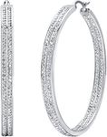 Jstyle Women's Stainless Steel Pierced Large Hoop Earrings with Rhinestone, Stainless Steel, Rhinestone