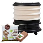 WORMbox | Wormery Worm Farm composter 3 Ivory Trays + 500gr of Compost Worms / 1000 ctn + 1 Coco | 48 liters | Organic Waste Compost, make your Worm Castings