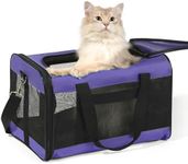 Conlun Cat Carrier Airline Approved, Soft-Sided Dog Carrier with Inner Safety Leash, Pet Transport Carrier for Small-Medium Cats Puppies up to 15 Lbs, Collapsible Travel Kitten Carrier Bag -Purple M