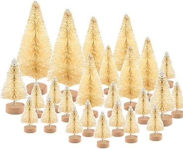 KUUQA 48 Pcs Mini Christmas Trees Bottle Brush Trees Tabletop Model Trees for Christmas Decoration DIY Room Decor Diorama Models (White), Small Size Trees