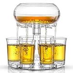 JoyJolt 6 Shot Glass Dispenser and Glass Shot Glasses Set. 32oz Liquor Dispenser for Home Bar Accessories, Party Supplies, Halloween Shots Drink Dispenser for Parties, Fancy Alcohol Dispenser.