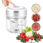 Electric Food Chopper, Onion Chopper 250ML Mini Grinder for Kitchen, Kitchen Food Processor and Blender, Wireless Portable Electric Garlic Chopper with USB Charging Baby Food Blender