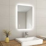 EMKE 500 X 700 mm Backlit Illuminated Bluetooth Bathroom Mirrors with Shaver Socket, Wall Mounted Multifunction Bathroom Vanity Mirror with LED Lights and Demister Pad, Energy-Saving LED Smart Mirrors