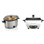 Hamilton Beach 10 Quart Slow Cooker (33190F) + BLACK+DECKER 2-in-1 Rice Cooker & Food Steamer (6-Cup Capacity)