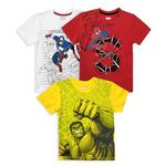 Marvel By Kidsville Boy's Cotton Plain Regular Fit T-Shirt (MC002, Multicolour, 4-5 Years)