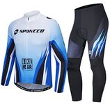 Mens Cycling Clothing Full Zipper Bike Jersey with Pockets Reflective Padded Bicycle Shorts Strap Biking Pants XL Blue Black