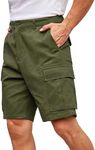 COOFANY Men's Work Cargo Shorts Stretch Casual Short Pants Outdoor Hiking Shorts with 6 Pockets Army Green