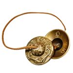 numeroastro Brass Tingsha Bell with Dragon Symbols for Meditation (Tibetan Cymbals) (7.5 Cms Approx) (1 Pc)