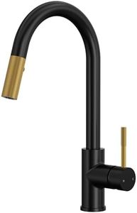 GRANDJOY Matte Black High Arc Single Handle Kitchen Faucet with Pull Down Sprayer, 2-Function Stainless Steel Sink Faucet for Farmhouse Laundry RV Bar