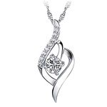 3MNSCD Sterling Silver Necklace Women Zircon Diamond Pendant Lovely 18inches Box Chain Clavicle Pendant, Rhinestone