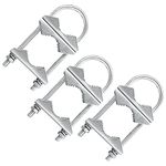 Double Antenna Mast Clamp V-Jaw Bracket U Bolts Pipe Mounting Hardware 3 Sets, Heavy Duty Mast to Mast Mount Bracket Kit for Outdoor Antenna 3 sets