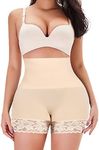 Tummy Control Shapewear Panties for Women High Waisted Body Shaper Underwear Seamless Lace Shaping Panty, #0121 Pink, Large